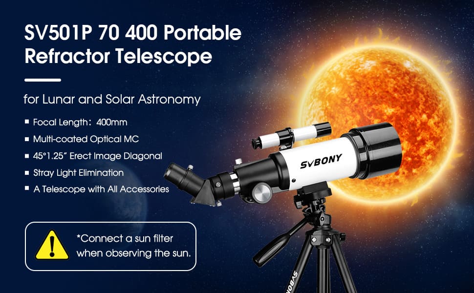 SVBONY SV501P Telescope 70400 Portable Refractor