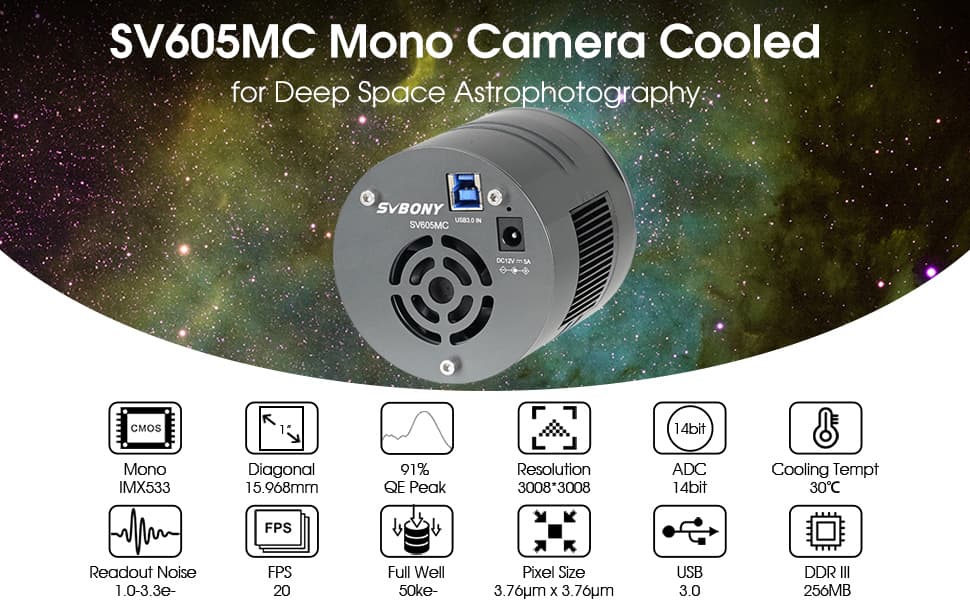 SVBONY SV605MC Mono Cooled Camera for Deep Space Astrophotography