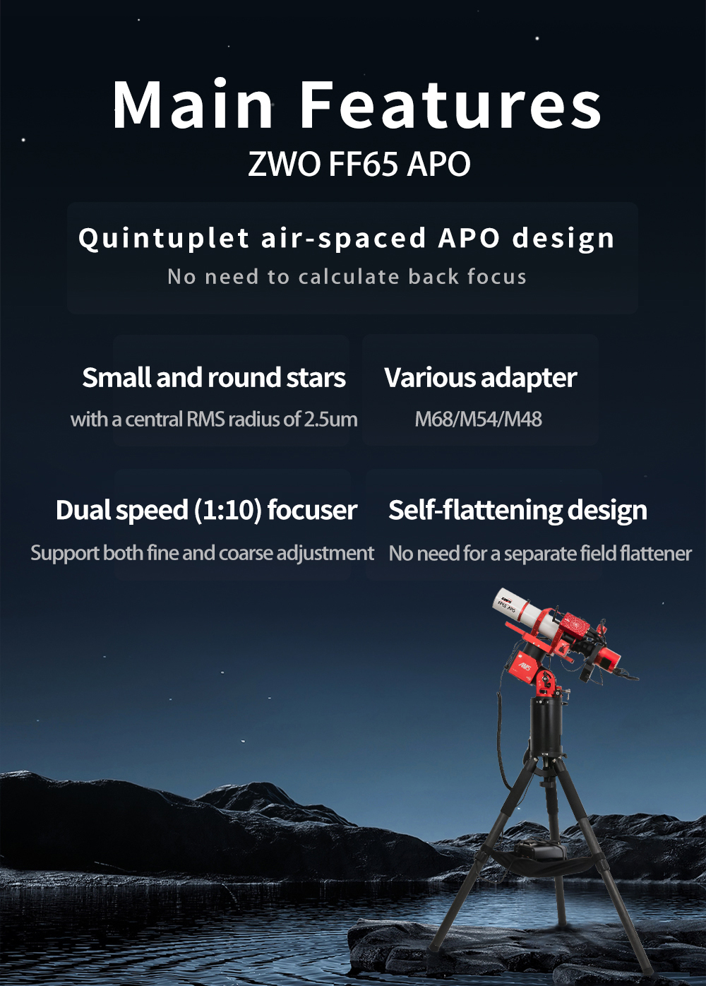 ZWO FF65 APO Refractor Telescope