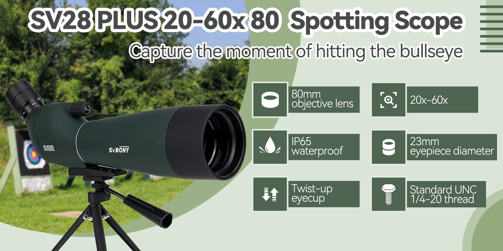 SVBONY SV28PLUS 20-60×80 Spotting Scope