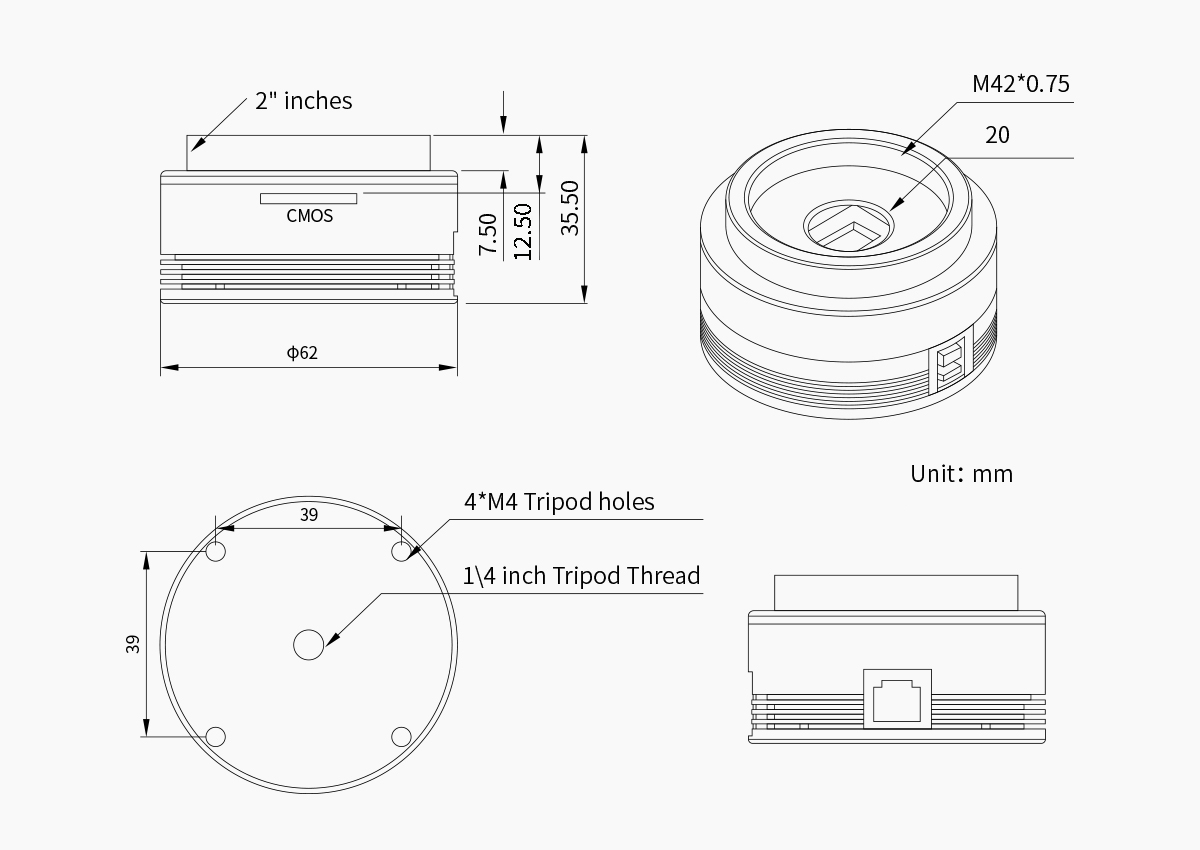 ZWO ASI462MM CMOS Monochrome Camera