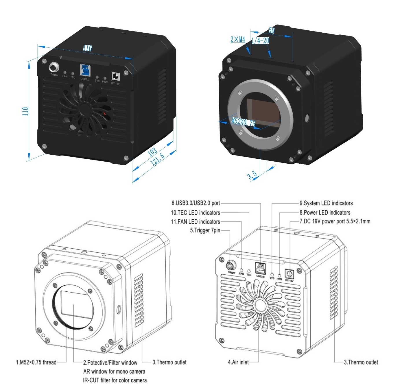 ToupTek MAX62AM M52/C-mount CMOS Camera