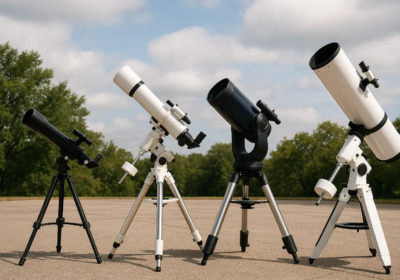 Different types of telescopes all beside each other
