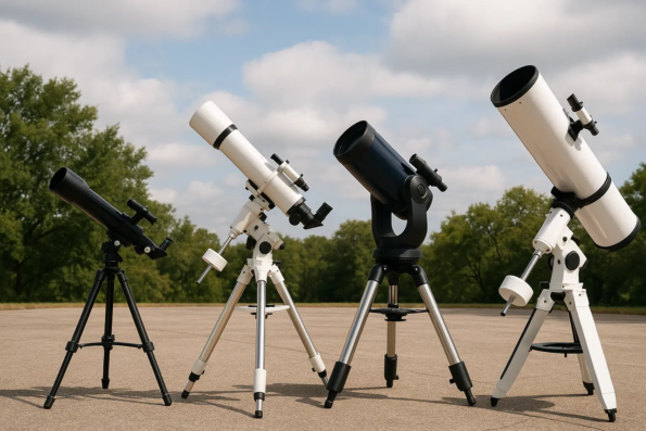 Different types of telescopes all beside each other