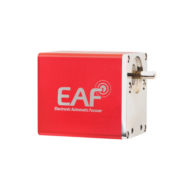 ZWO 5V EAF focuser body - front view with product name on the body
