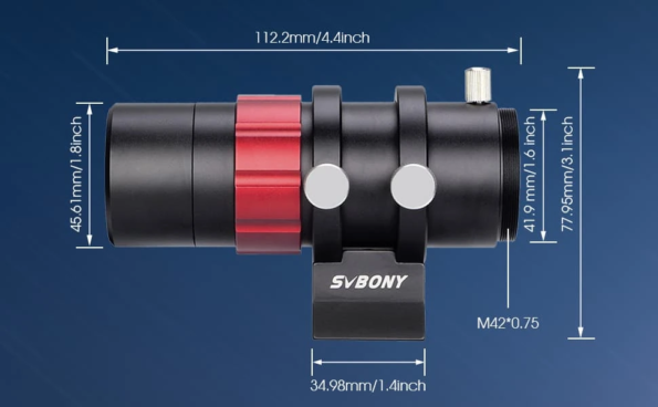 SVBONY SV165 30mm F4 Mini Guide Scope sizes