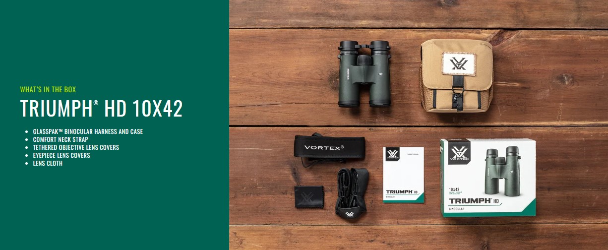 Vortex Triumph 10x42, contents in the box