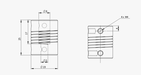 ZWO EAF Bracket for C8 C925 - Coupler 5mm diagram