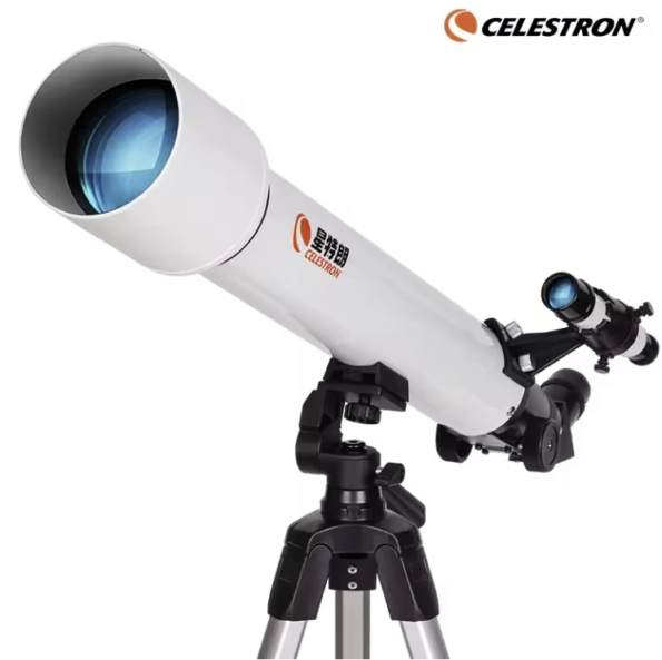 Celestron 70mm refractor telescope mounted on a tripod