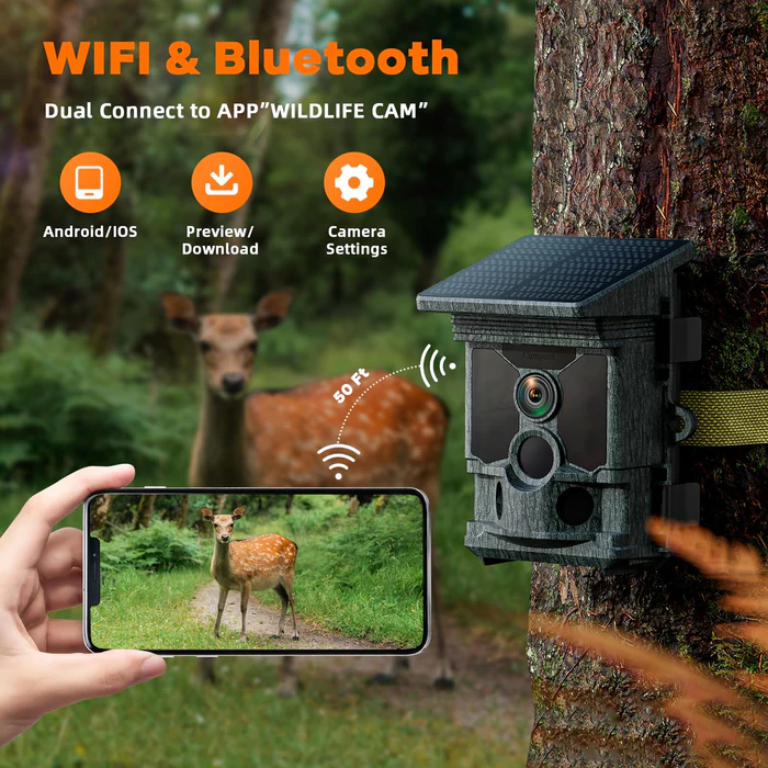 4K Solar WiFi Trail Camera for Wildlife Monitoring & Security