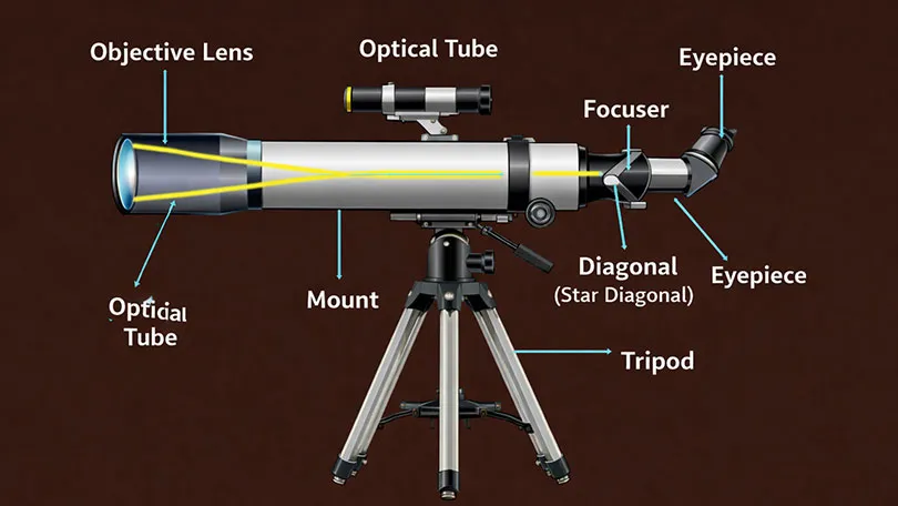 Main Components of a Refractor Telescope