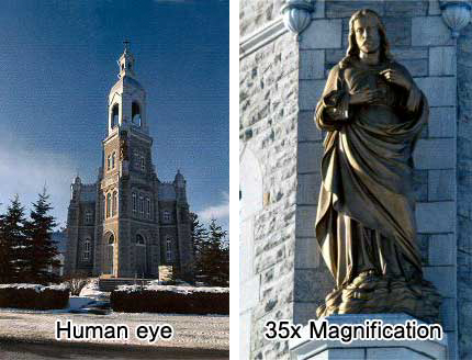 View comparison - Human eye vs Hi-Spy 35x Scenic viewer