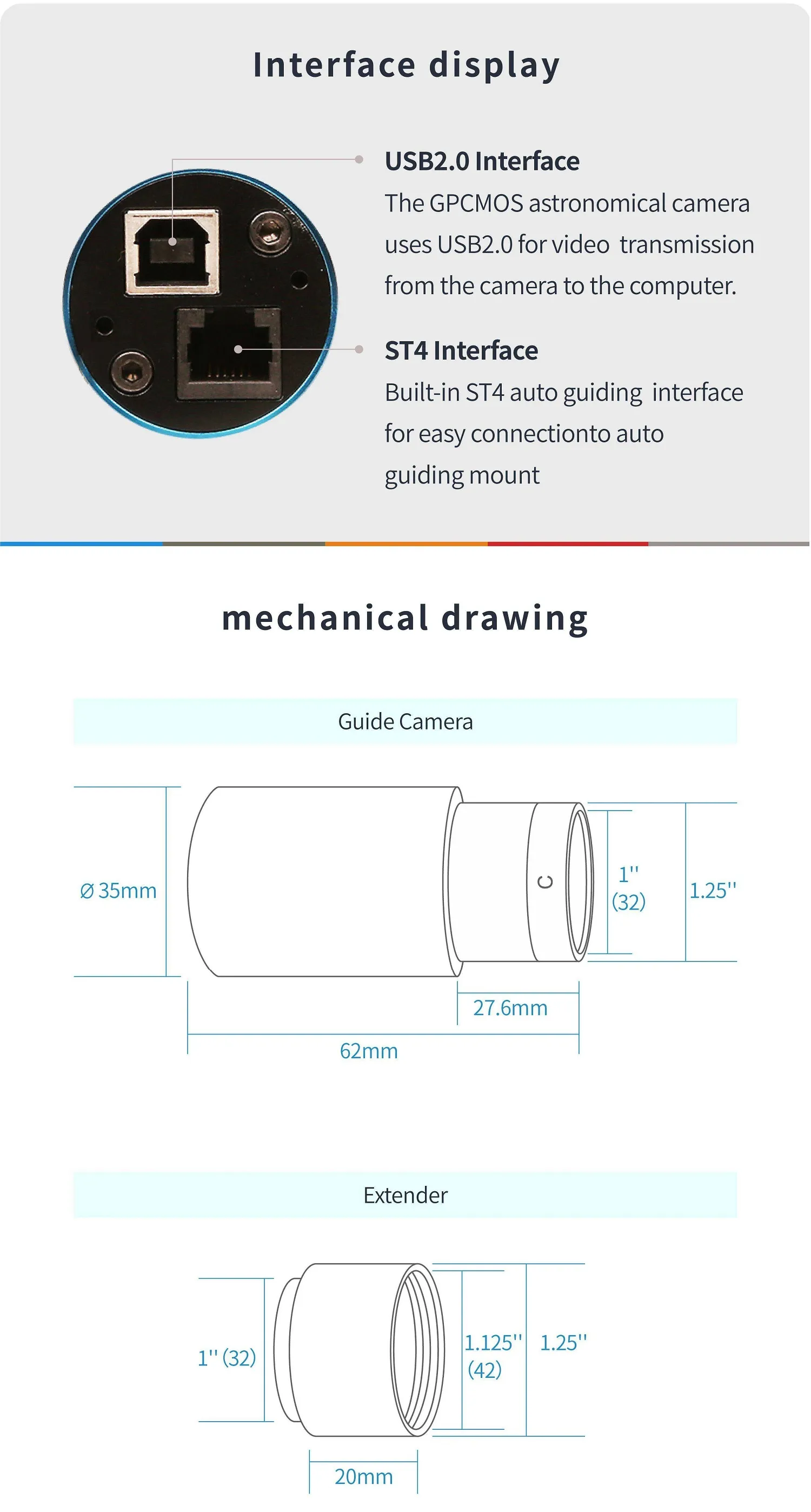 ToupTek GPCMOS01200KPF Autoguider Camera